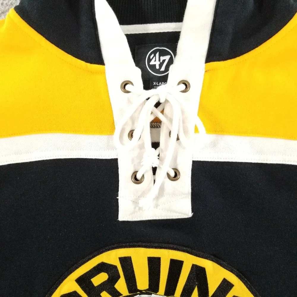 Boston Bruins '47 Hoodie Mens XL Bear Logo Lacer Superior Sweatshirt Pullover